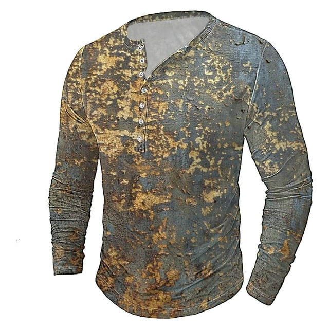 Men's Clothes Sale PENDANE Men's Printing Button Casual Long Sleeve