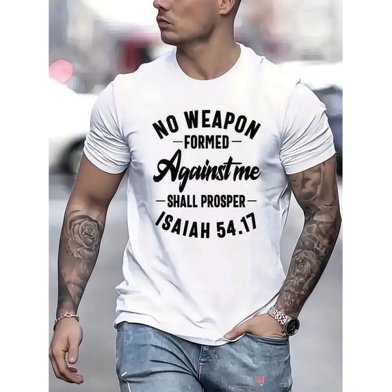 Men's Clothing Bible Verse Printed White Tshirt, Graphic Tee, Summer Tops, Shirt, Unisex Casual Crew Neck Tshirt, Men's 5XL,
