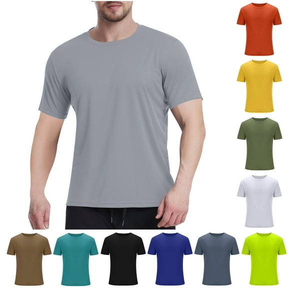 Men's Clothing Dgankt Summer Shirts for Men Fashionable Men's Solid Color Short Sleeved Mesh Breathable Tight Fitting T-shirt