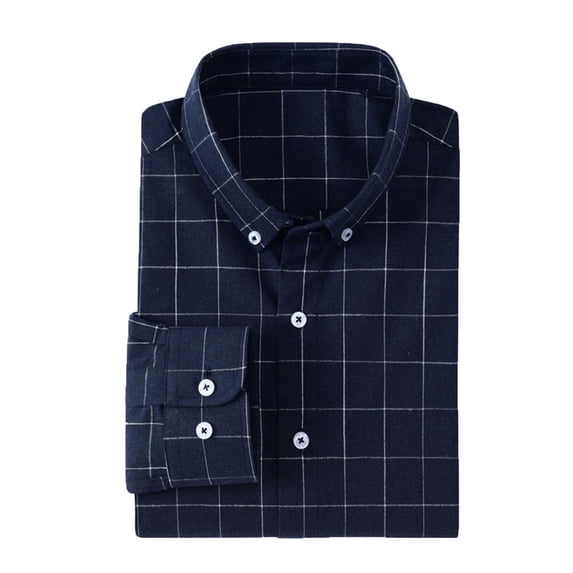 Men's Clothing Men's Fashion Plaid Oxford Long Sleeve Shirts Soft Thick Autumn Spring Button Casual Dress Shirt