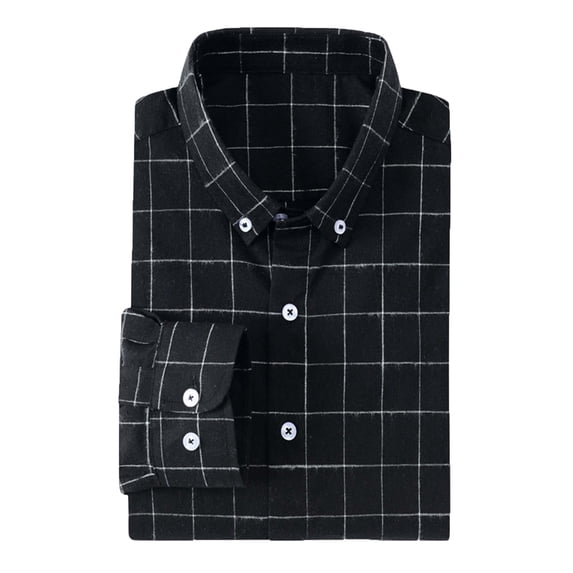 Men's Clothing Men's Fashion Plaid Oxford Long Sleeve Shirts Soft Thick Autumn Spring Button Casual Dress Shirt