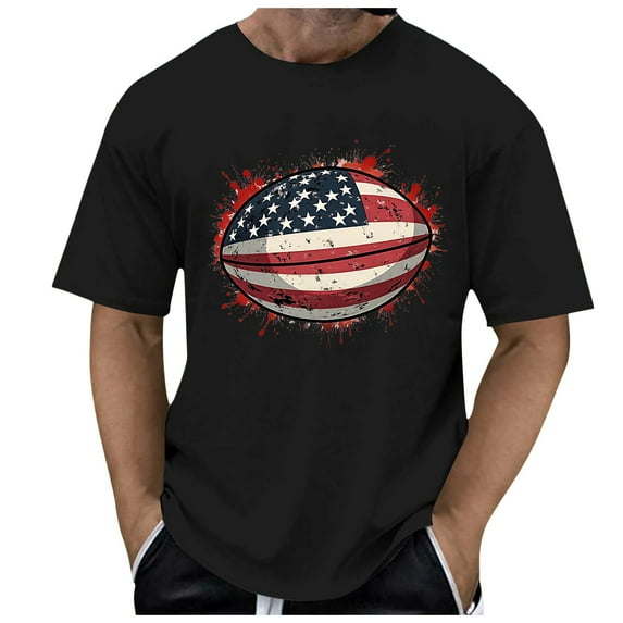 Men's Clothing Men's Fashion Rugby Print Short Breathable And Comfortable T Shirt Men Clothes Men Summer Fashion Tops Fitted Shirt Pack of Long Sleeve T Fitted Long Sleeve Tops Black 3XL