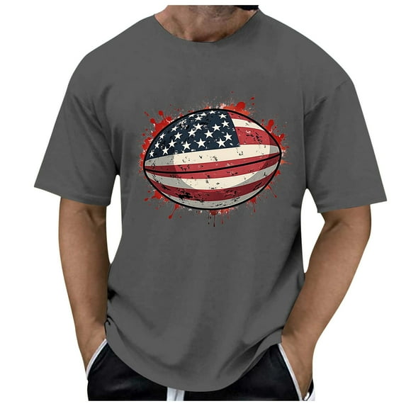 Men's Clothing Men's Fashion Rugby Print Short Breathable And Comfortable T Shirt Men Clothes Men Summer Fashion Tops Fitted Shirt Pack of Long Sleeve T Fitted Long Sleeve Tops Gray L