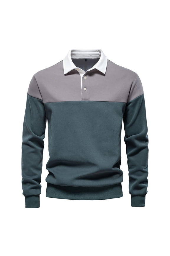 Men's Clothing Mens Preppy Sweatshirt Color Block Casual Long Sleeve Slim Fit Pullover Autumn Sweatshirts For Men With Collar