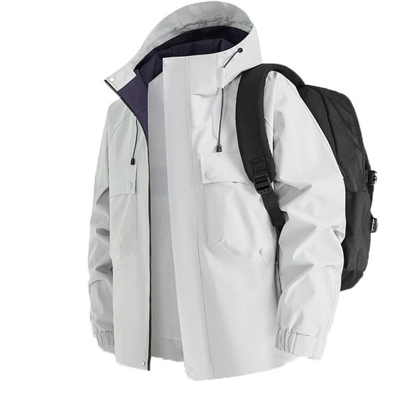 Men's Clothing Mens Rain Jacket Lightweight Waterproof Hooded Raincoat Softshell with Pockets for Mountain Hiking Fishing Walking Dogs