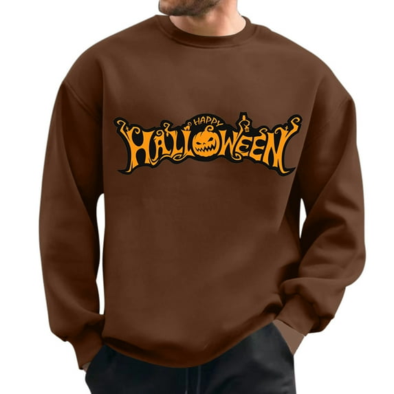 Men's Clothing Solid Hoodie Mens Shirts Men Skirt Set Full Zip Thin Feat Hoodies Men Male Autumn And Winter Tops Halloween Themed Hoodless Printing Long Sleeve Pullover Sweatshirt Brown 3XL