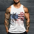 thumbnail image 1 of Men's Clothing Spring Summer Beach Sleeveless Tops Men's Independence Day Printing Round Neck Regular Casual Sports Tank Blouses White S, 1 of 5