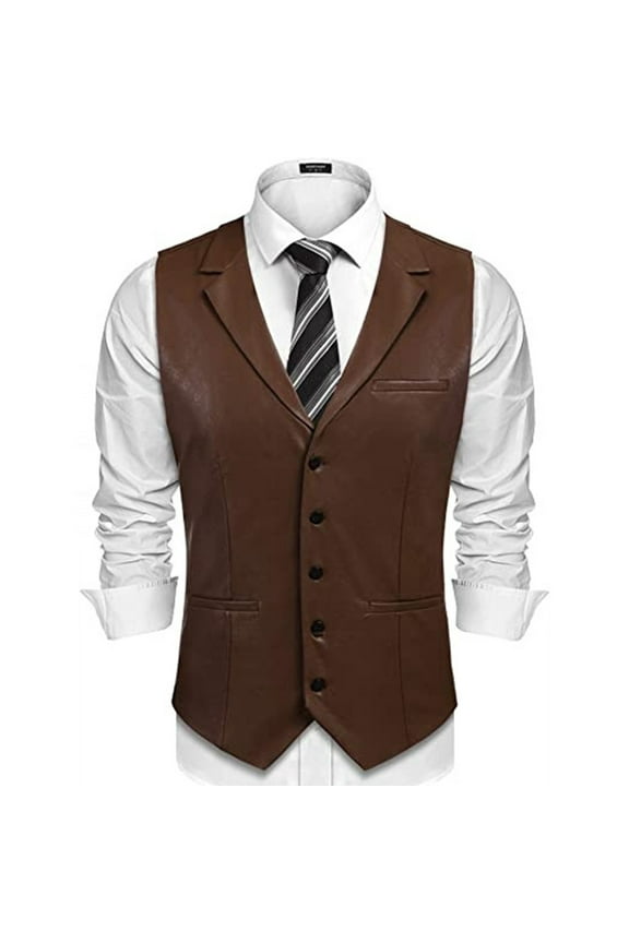Men's Club Style Sleeveless Faux Leather Vest Motorcycle Rider Jacket For Men Casual Western Waistcoat Classic Man Gentleman Tops