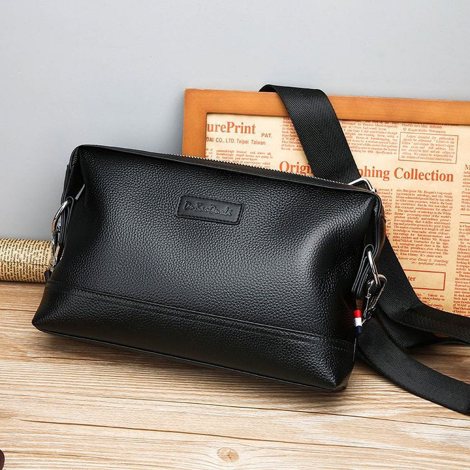 Men's Clutch Bag Genuine Leather Wrist Bag Multifunctional Shoulder Messenger Bag Soft Cow