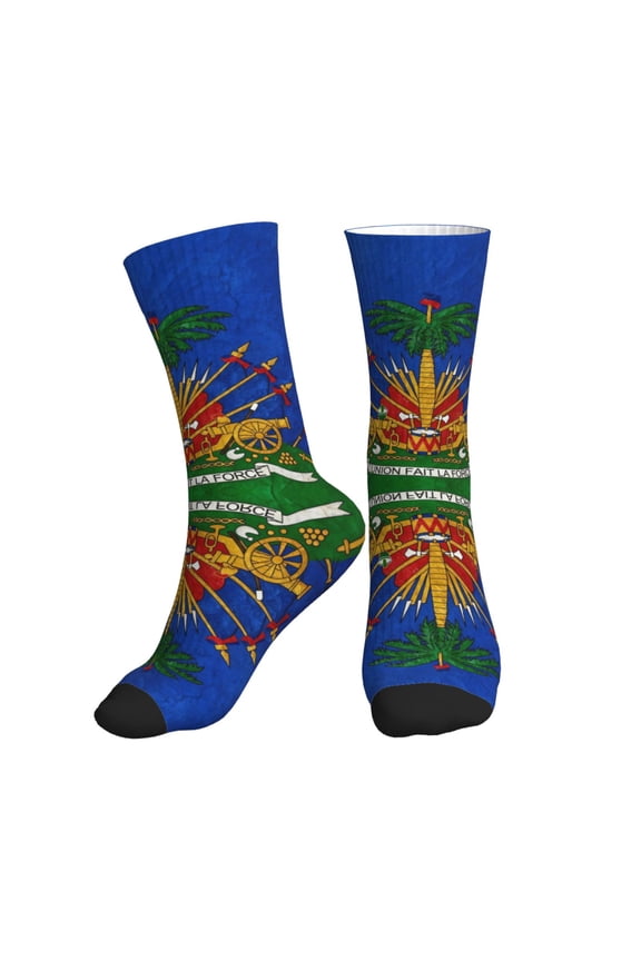 Men's Coat Arms Of ?haitians Novelty Athletic Socks Women's Digital Printing Funky Patterned Crew Socks