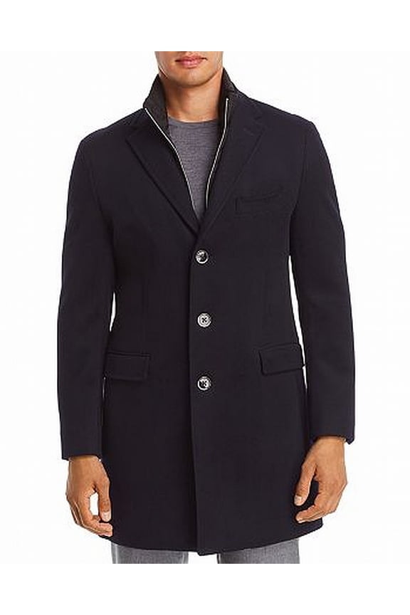 Men's Coat Blue Medium Overcoat Wool Full-Zip $698 M