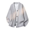 thumbnail image 1 of Men's Coat Long Sleeve V Neck Button Down Fleece Lined Cardigan Outerwear with Pockets Gray 2XL, 1 of 8