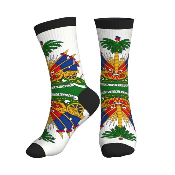 Men's Coat Of Arms Of ?haitians Novelty Athletic Socks Women's Digital Printing Funky Patterned Crew Socks