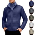 thumbnail image 1 of Men's Coat Packable Lightweight Quilted Puffer Jacket Slim Fit Stand Collar Zip Up Windproof Insulated Travel Winter Coat, 1 of 5