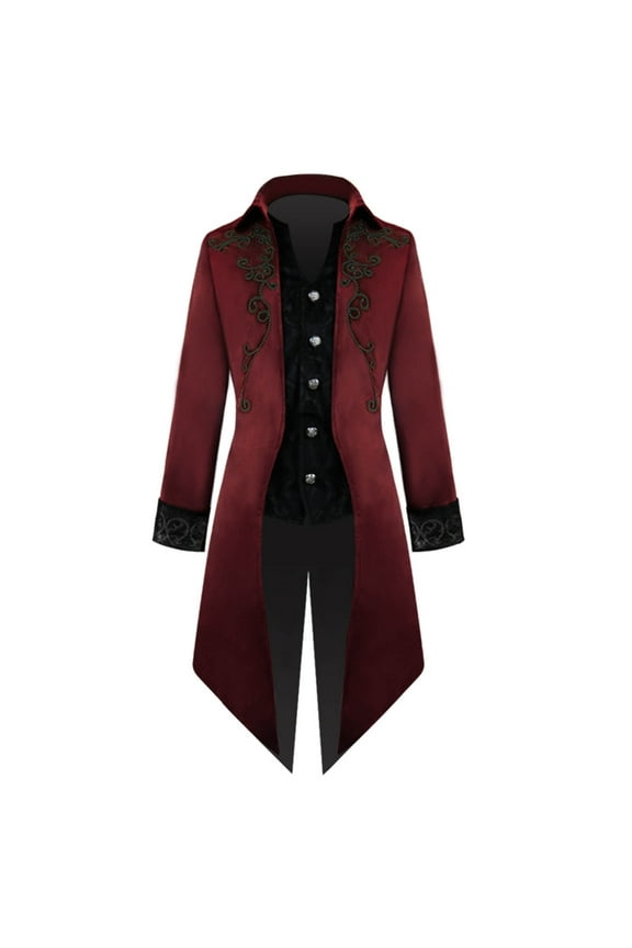 Men's Coat Printing Steampunk Retro Uniform Stand Collar Coat Clothes
