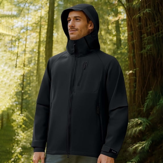Men's Coat Warm Winter Jacket Solid Color Windproof Water Prooft Zipper Pocket Drawstring Hooded Outdoor Jacket Coat