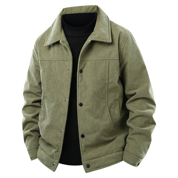Men's Coat Warm Winter Jacket Solid Long Sleeved Lapel With Thick Fleece For Warmth And Fashionable Casual Jacket