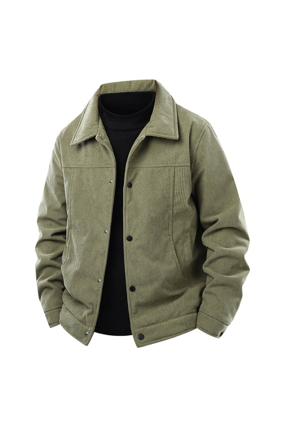 Men's Coat Warm Winter Jacket Solid Long Sleeved Lapel With Thick Fleece For Warmth And Fashionable Casual Jacket