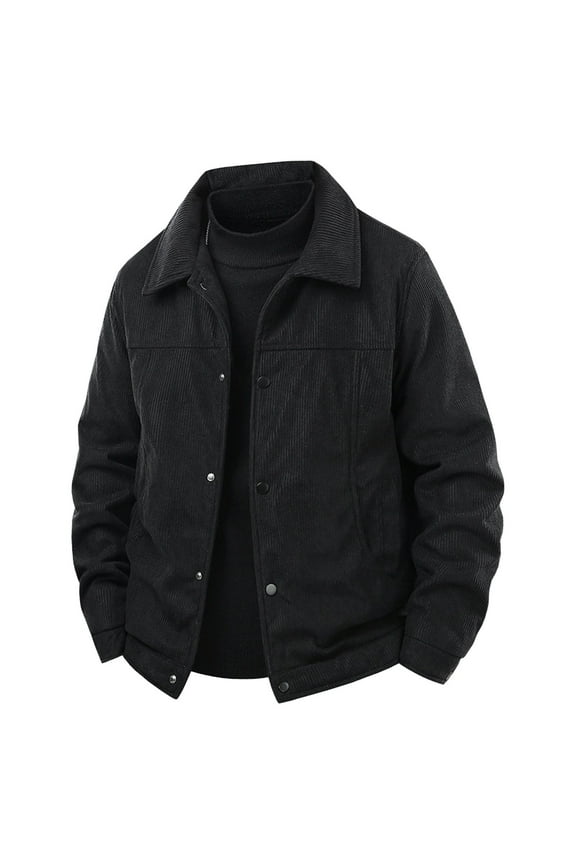Men's Coat Warm Winter Jacket Solid Long Sleeved Lapel With Thick Fleece For Warmth And Fashionable Casual Jacket