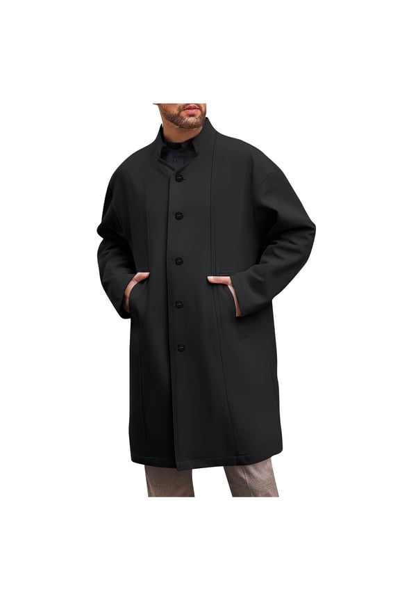 Men's Coat Wool Toggle Duffle Coat,Men's Long Sleeve Pocket Hoodies Single Breasted Walking Toggle Duffle Long Jacket Topcoat Buckles Oversized Walking Overcoat Trendy Coats