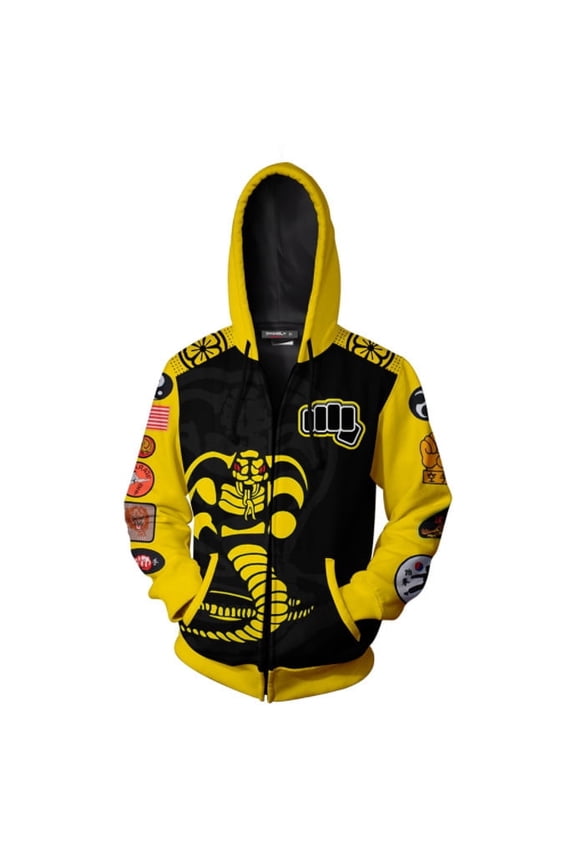 Men's CobraKai Cosplay Graphics Zip Hoodie 3D Print Casual Fashion Jacket