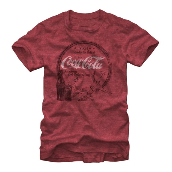Men's Coca Cola All Sport Leads to Thirst Graphic Tee Red Heather 2X Large
