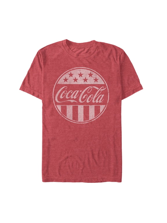 Men's Coca Cola American Flag Logo Graphic Tee Red Heather X Large