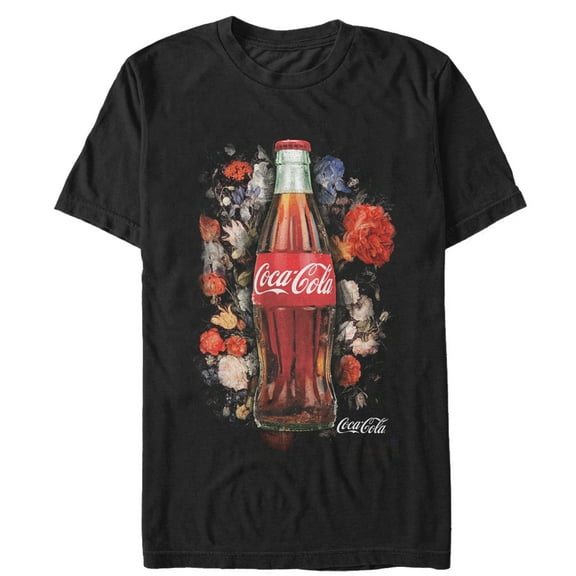 Men's Coca Cola Bottle Floral Print  Graphic Tee Black Large
