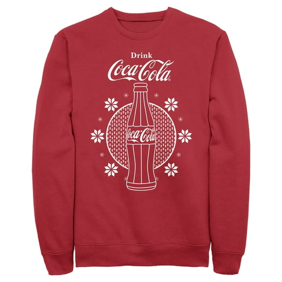 Men's Coca Cola Christmas Snowflakes Bottle Sweatshirt Red Medium