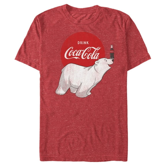 Men's Coca Cola Polar Bear  Graphic Tee Red Heather 2X Large