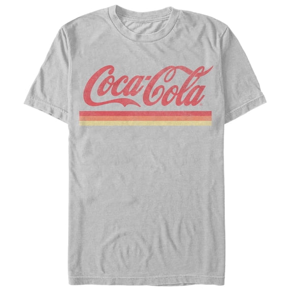 Men's Coca Cola Retro Sunset Stripes Graphic Tee Silver X Large