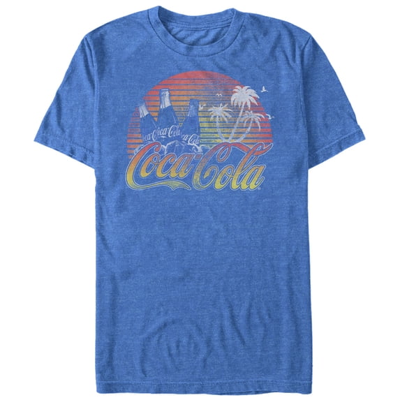 Men's Coca Cola Tropical Vibe Graphic Tee Royal Blue Heather Small