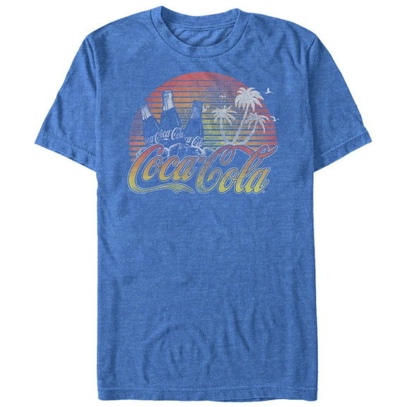 Men's Coca Cola Tropical Vibe  Graphic Tee Royal Blue Heather X Large
