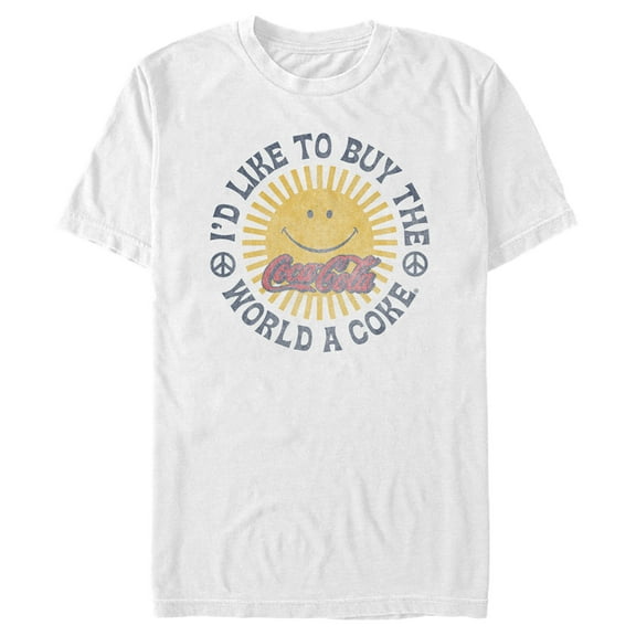 Men's Coca Cola Unity Distressed Sun Logo  Graphic Tee White 2X Large