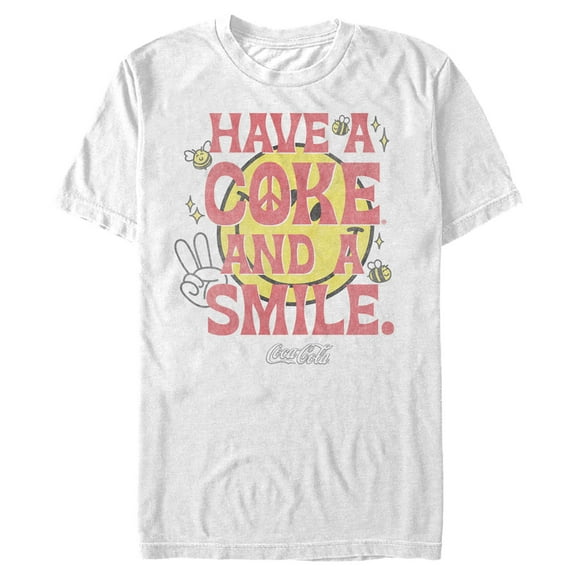 Men's Coca Cola Unity Have a Coke and a Smile Peace Graphic Tee White Small