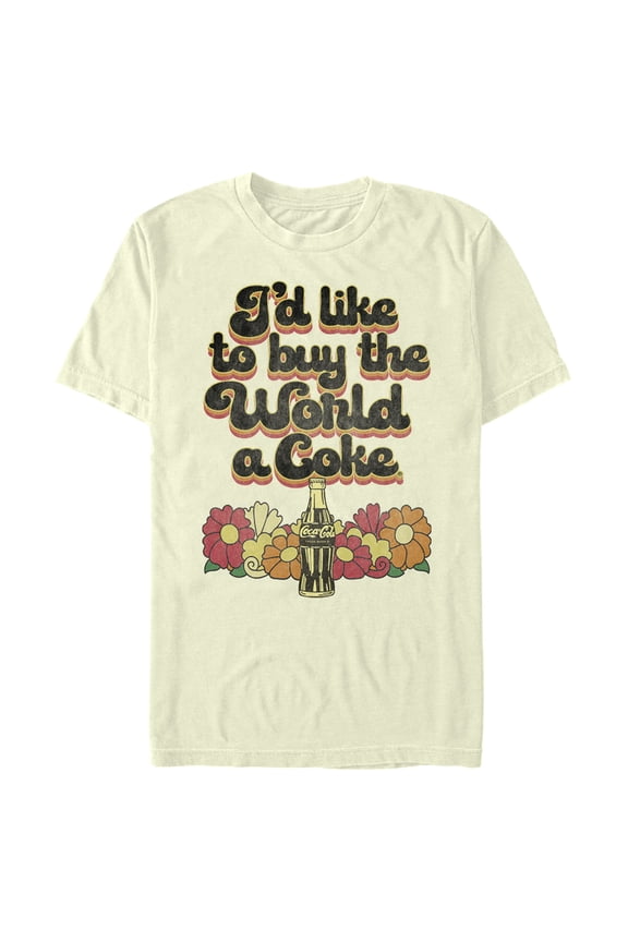 Men's Coca Cola Unity I'd Like to Buy the World a Coke Retro Graphic Tee Beige Large