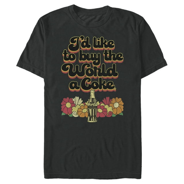 Men's Coca Cola Unity I'd Like to Buy the World a Coke Retro  Graphic Tee Black Small
