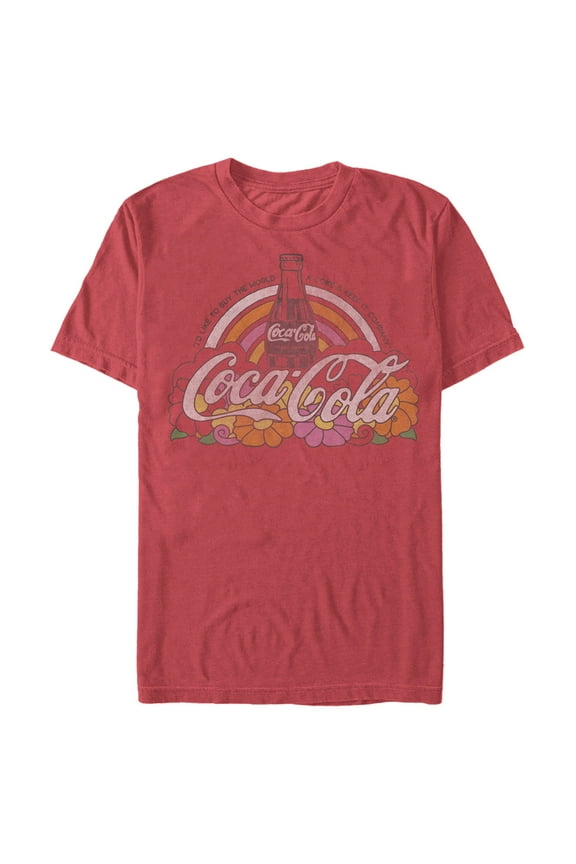 Men's Coca Cola Unity Rainbow Logo  Graphic Tee Red 2X Large