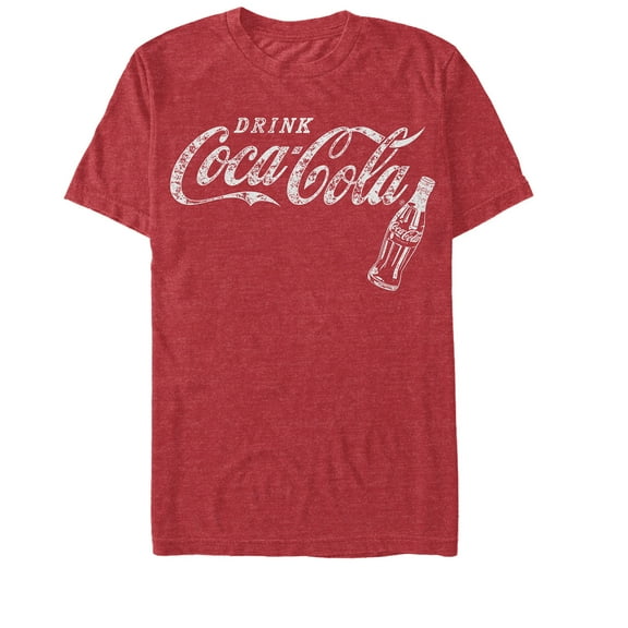 Men's Coca Cola Vintage Soda Bottle  Graphic Tee Red Heather X Large