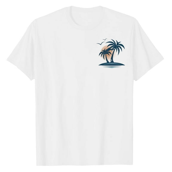 Men's Coconut Tree Print Slim Fit T Shirt Casual Summer Tee, Lightweight and Comfortable, Ideal for Beach and Daily