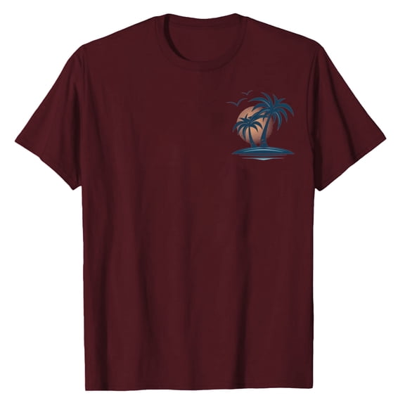 Men's Coconut Tree Print Slim Fit T Shirt Casual Summer Tee, Lightweight and Comfortable, Ideal for Beach and Daily