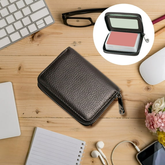 Men's Coin Purse Card Holder, Slim Artificial Leather Wallet with Multiple Card Slots, Secure Zipper Closure, Compact and Portable, Ideal for Business, Travel, Daily Use