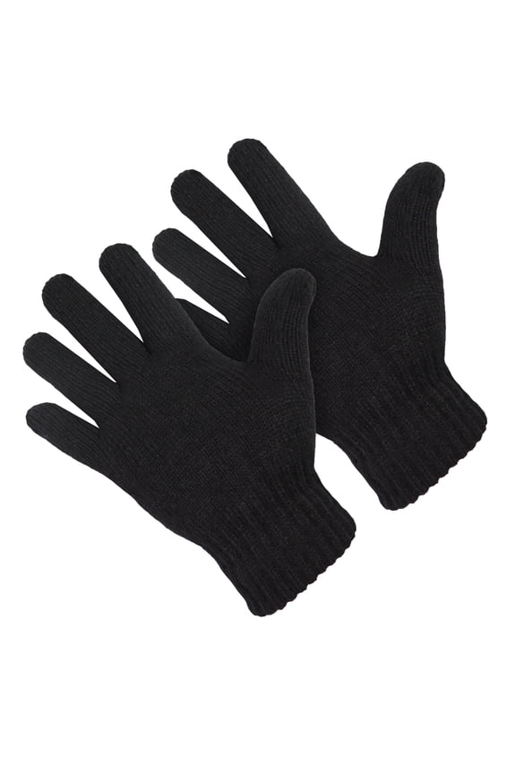 Men's Cold Weather Thermal Insulated Acrylic Rib Cuffed Black Gloves