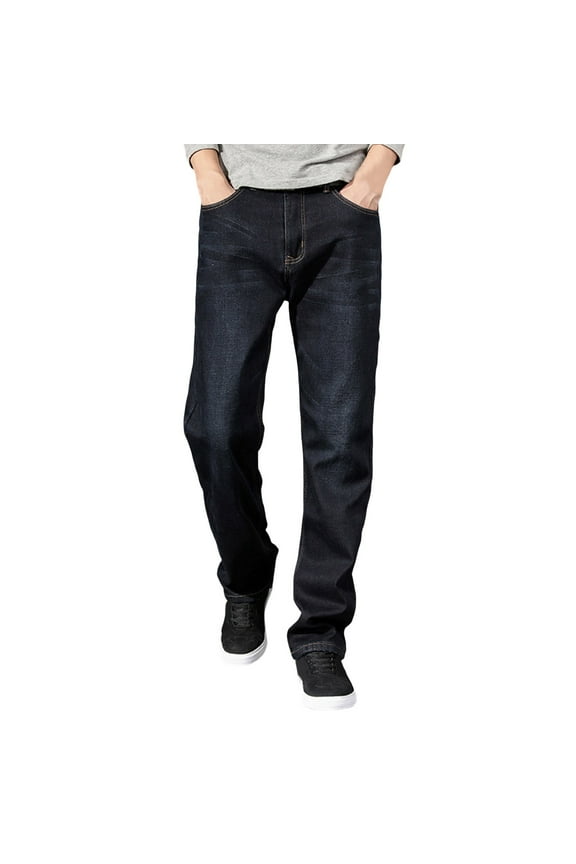 Men's Cold Weather Thermal Trousers, Cozy Snow Pants with Plush Insulation, Stylish Straight Leg Thermal Trousers for Chilly Days