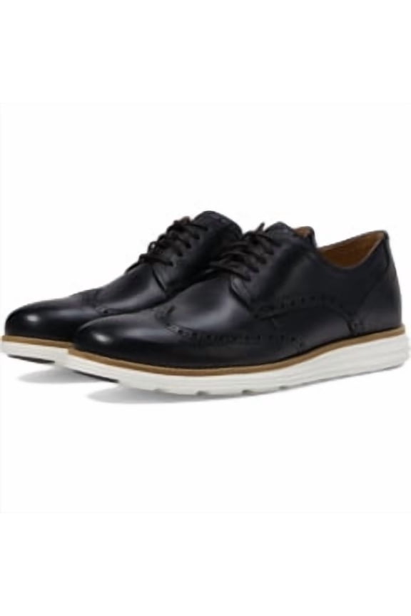 Grand Tour Wing Oxford Black Leather/White Lace Up Cutout Sneakers (Black Leather/White, 8)