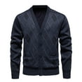 thumbnail image 1 of Men's Collar Cardigan Sweater Argyl Jacquard Button up Sweaters Vintage Long Sleeve Jackt with Pockets Dark Gray XL, 1 of 3