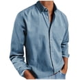 thumbnail image 1 of Men's Collared Button Down Shirts Business Casual Basic Long Sleeve Shirt Summer Loose Fit Lightweight Breathable Tops for Work, 1 of 6