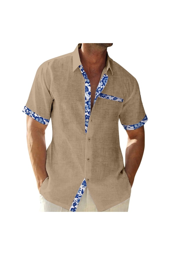 Men's Collared Shirt Bowling Short Sleeve Button Down Summer Beach Shirts