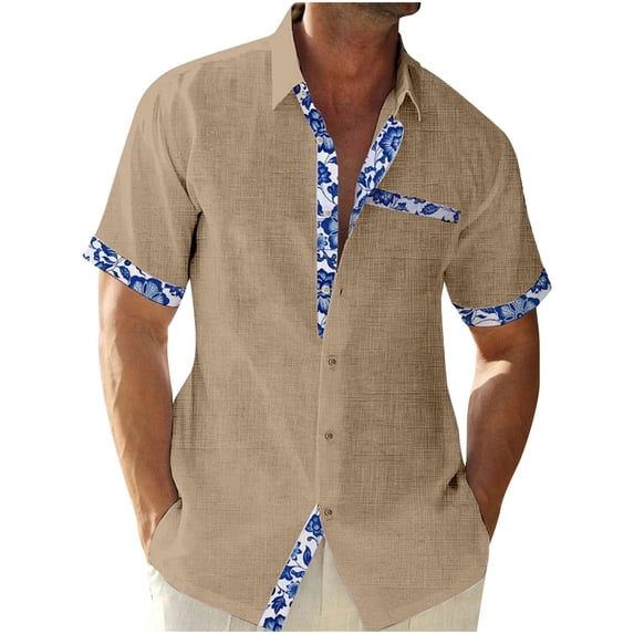 Men's Collared Shirt Bowling Short Sleeve Button Down Summer Beach Shirts