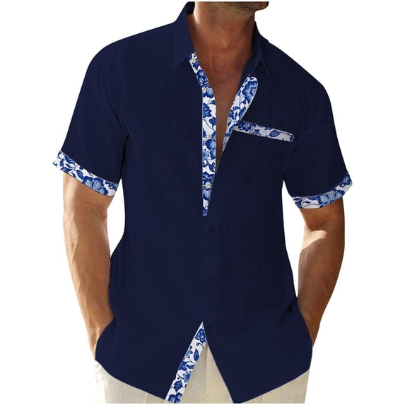Men's Collared Shirt Bowling Short Sleeve Button Down Summer Beach Shirts